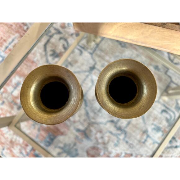 Vintage Brass Vases, Gold Vase, Bohemian, Etched Bud Vases, Wildflower Vases - Picture 9 of 10